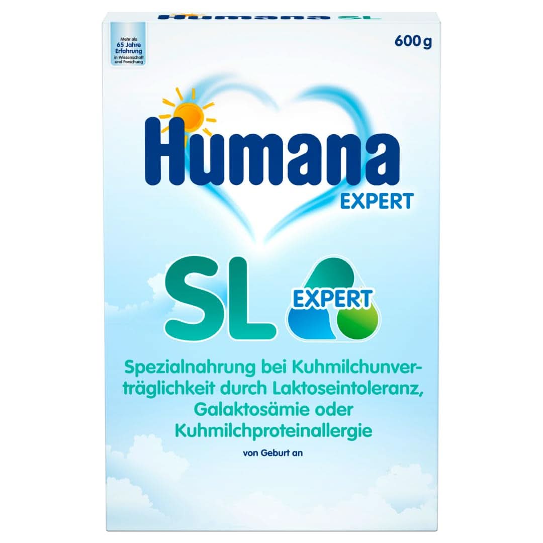 Humana SL Expert, from birth, special food for cow's milk intolerance due to lactose intolerance, galactosemia or cow's milk protein allergy, for infants and small children, 600 G Mother and Child Naty Shop