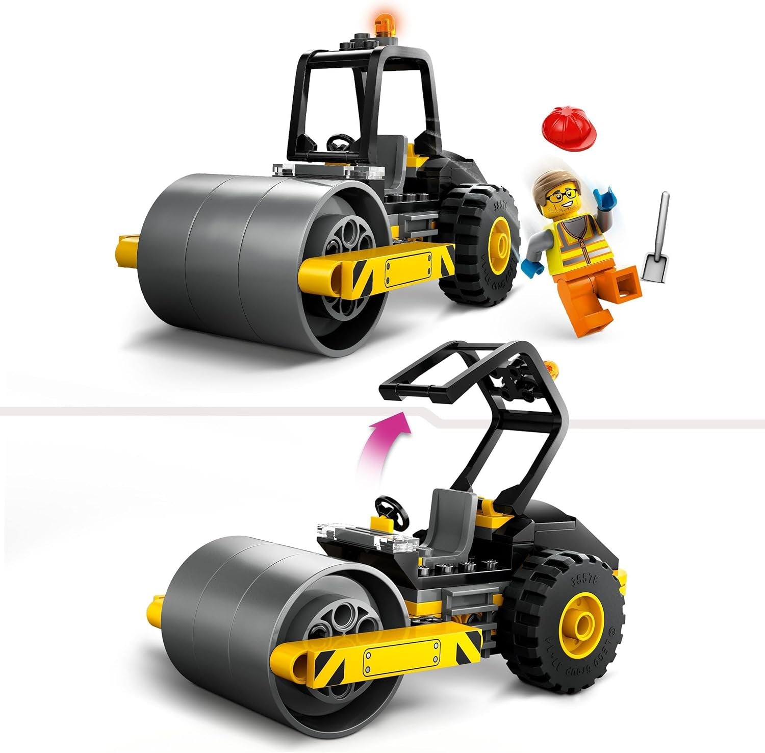 LEGO City Road Roller Construction Vehicle for 5 Years Old Kids Steam Roller Toy with Construction Worker Minifigure Imaginative Play Experience for Boys and Girls Small Fun Gift 60401 Construction Sets Besuche den LEGO-Store