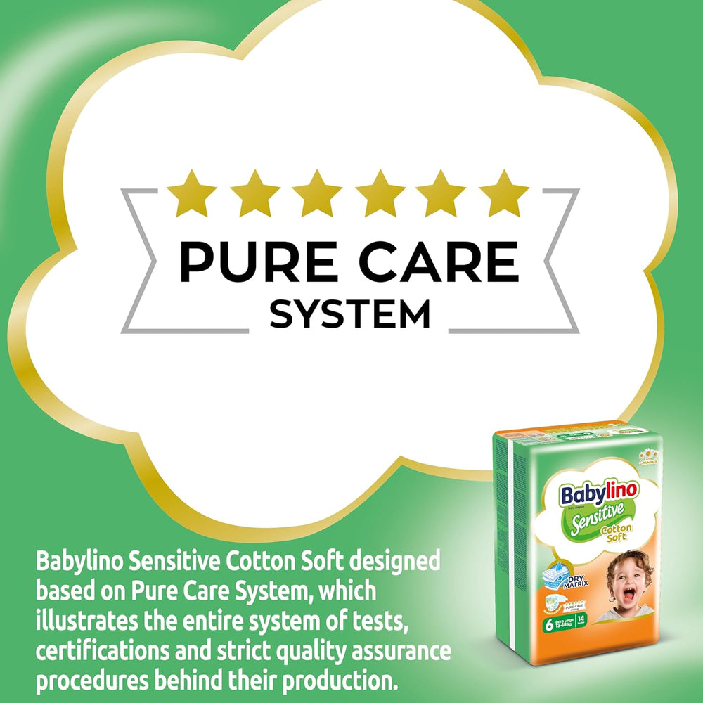 Diapers for sensitive babies, size 6, extra large (13-18 kg), 114 diapers