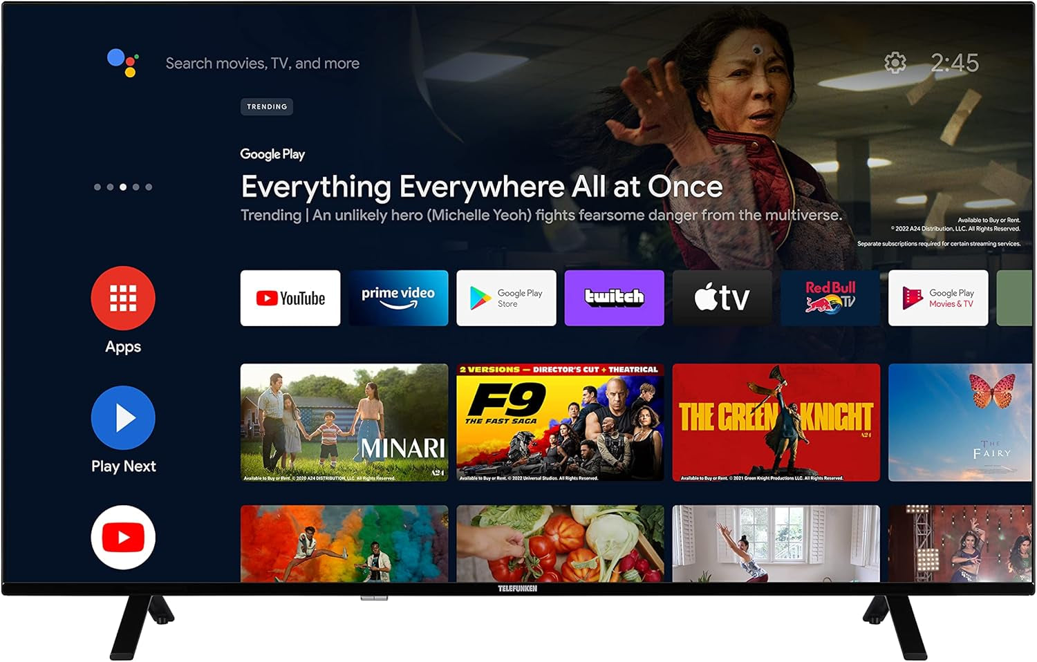 Televizor TELEFUNKEN Android TV de 43 de inci (Smart TV Full HD, HDR, triplu tuner, Bluetooth) XF43AN750M