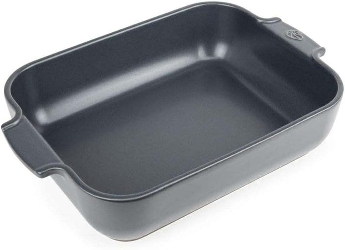 Peugeot Appolia Rechteckige Auflaufform Mit Griffen, Keramik, Schiefer / Grau, 7.2X31X21.7 Cm, Fassungsvermögen: Ca. 2 L, 60060 Molds and baking trays Naty Shop Schiefergrau
