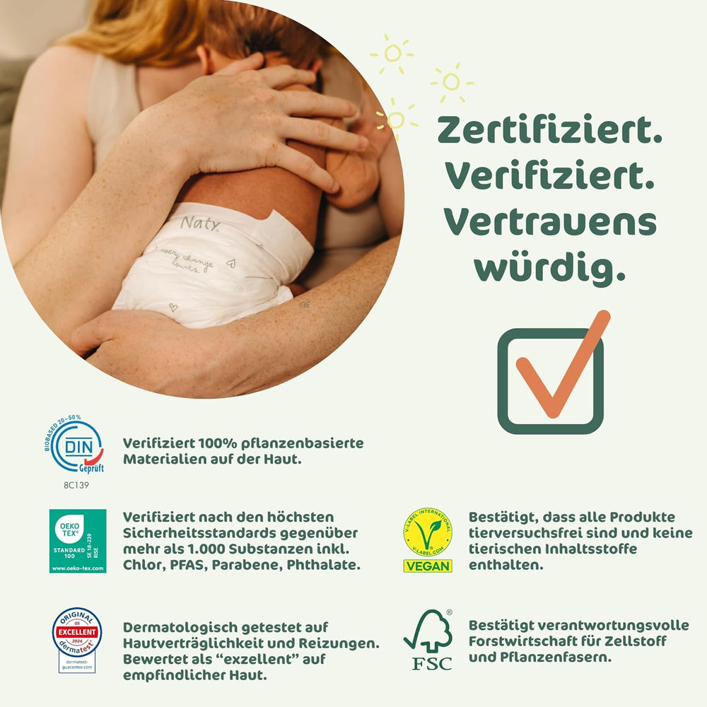 Naty BioEmbrace Baby Diapers, Size 3 (4–9 kg) | 100% plant-based materials, gentle on the skin | Breathable softness, dermatologically tested, excellent absorption | 100 pcs.