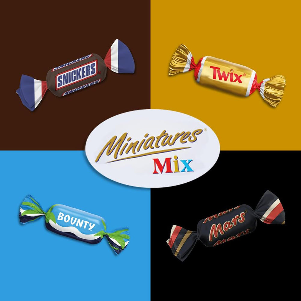 Mix of miniatures, Mars, Snickers, Bounty & Twix, Classic bars in mini format, 296 Bars, 3Kg Chocolate Candies Naty Shop