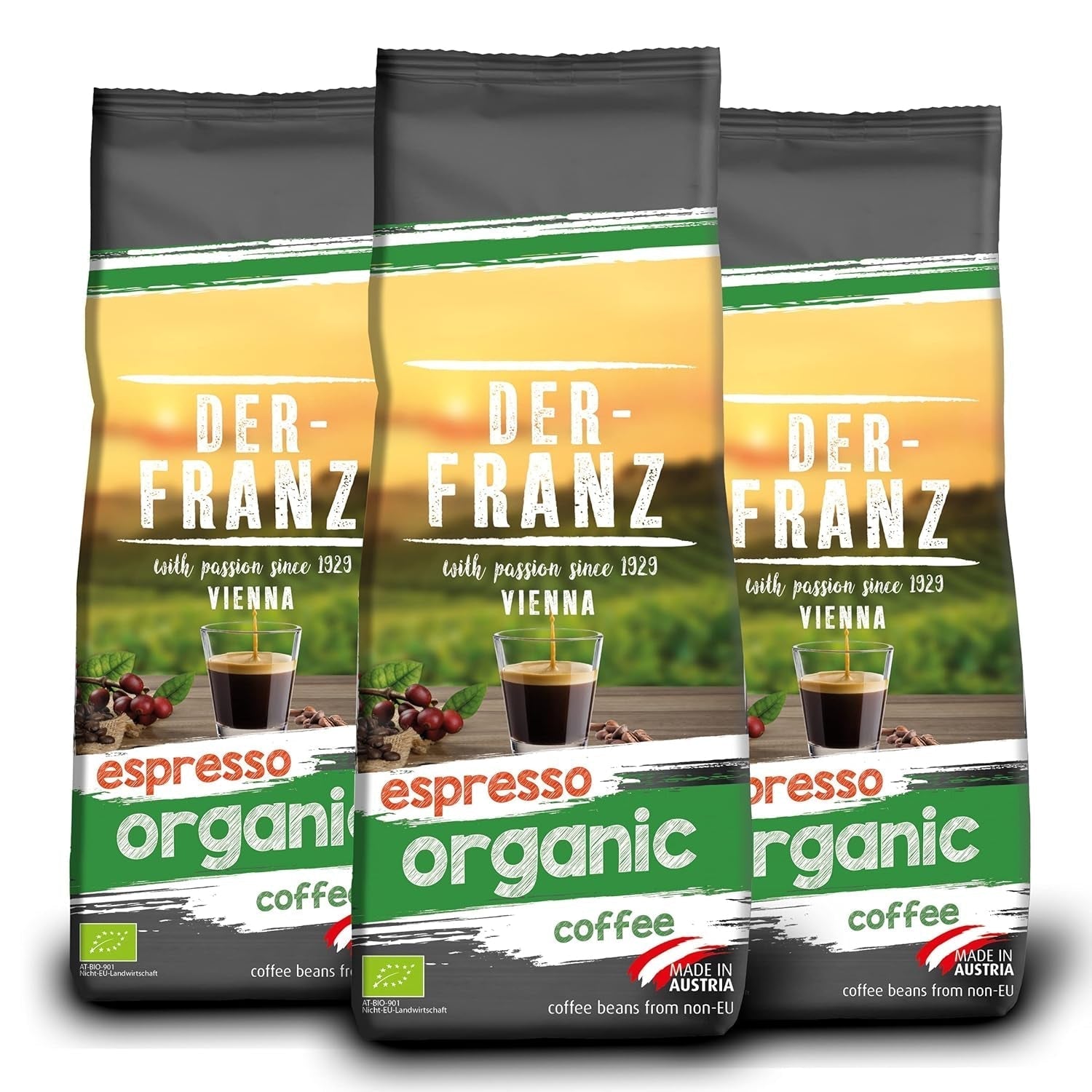 Der-Franz Espresso Organic Coffee, Intensitate 5/5, Arabica și Robusta organice, boabe întregi Cafea Naty Shop 3 x 500 grame Espresso Bio