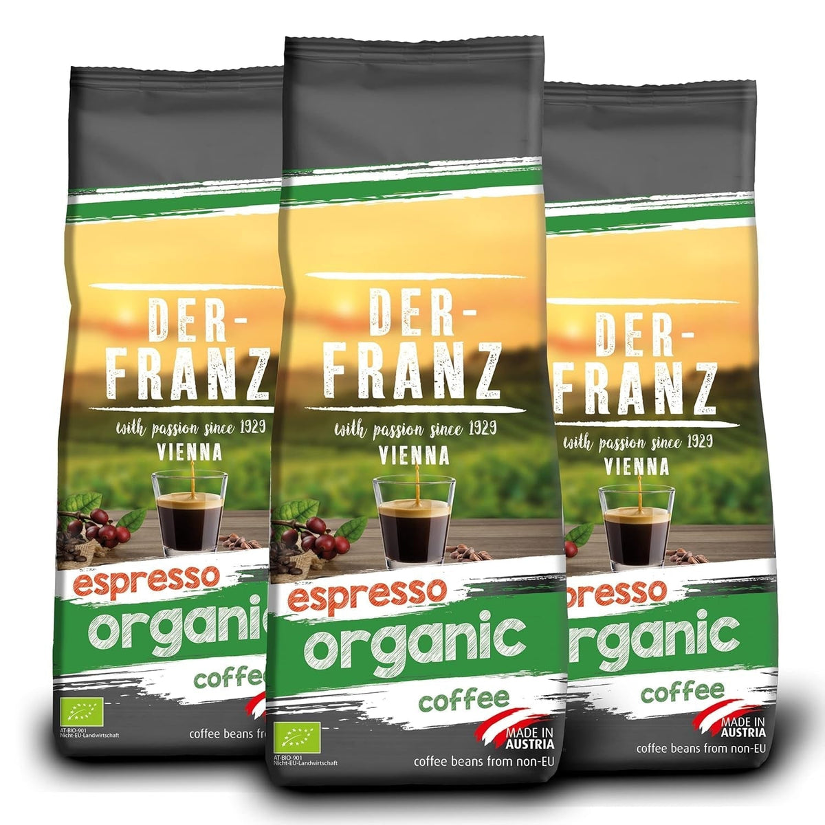 Der-Franz Espresso Organic Coffee, Intensitate 5/5, Arabica și Robusta organice, boabe întregi Cafea Naty Shop 3 x 500 grame Espresso Bio