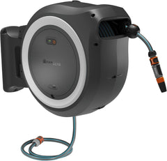Cutie de furtun de perete fără fir Gardena PowerRoll XXL solo: Tambur automat pentru furtun cu furtun de grădină de 40 m, ghidaj pentru furtun și RollControl, alimentat cu baterii, rezistent la UV și îngheț (18647-55)