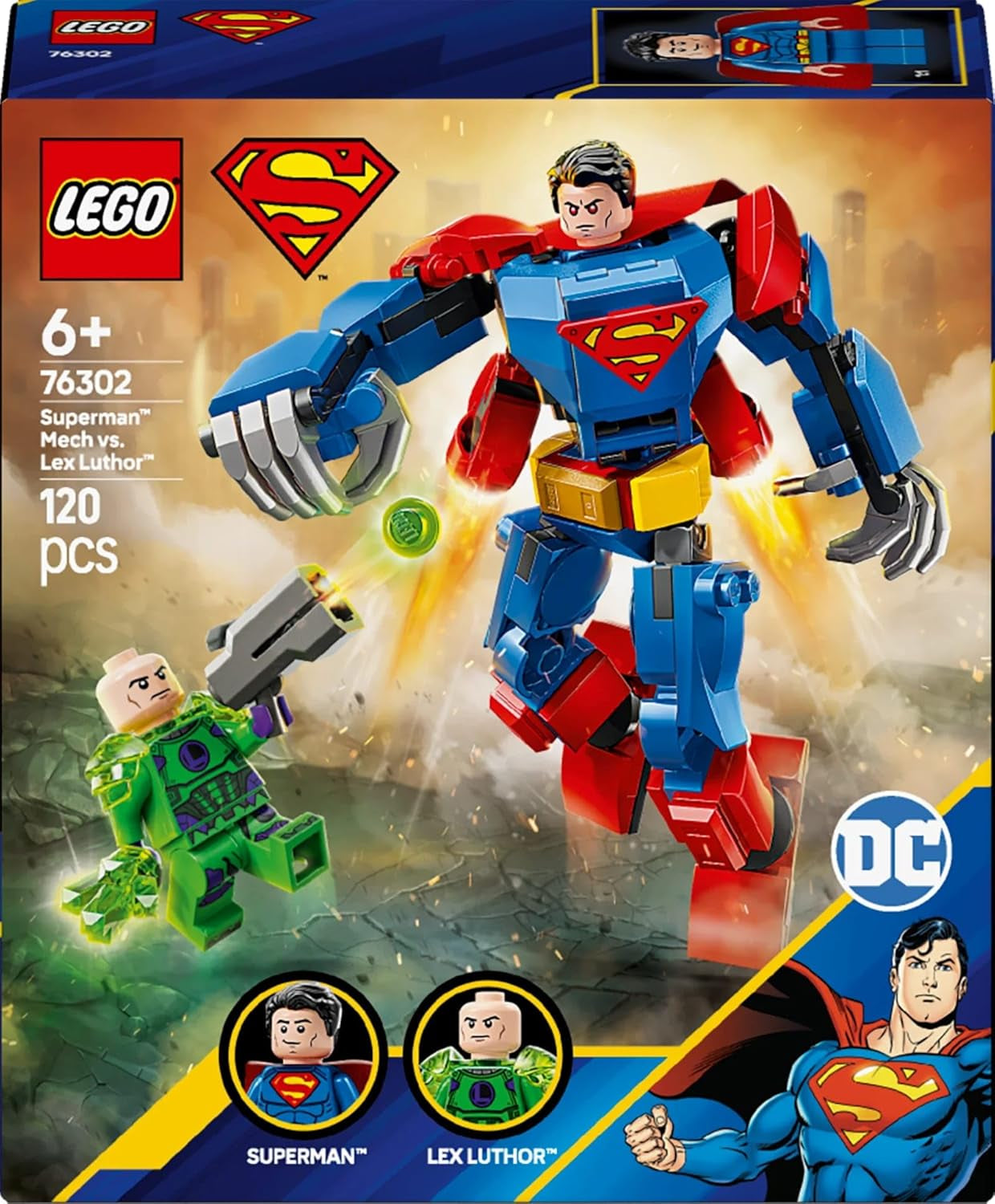 LEGO DC Superman Mech Vs. Lex Luthor - Superhero Toy with 2 Minifigures - Buildable Action Figure with Movable Arms, Legs and Fingers - Gift for Boys and Girls Ages 6+ 76302 Building Sets Besuche den LEGO-Store