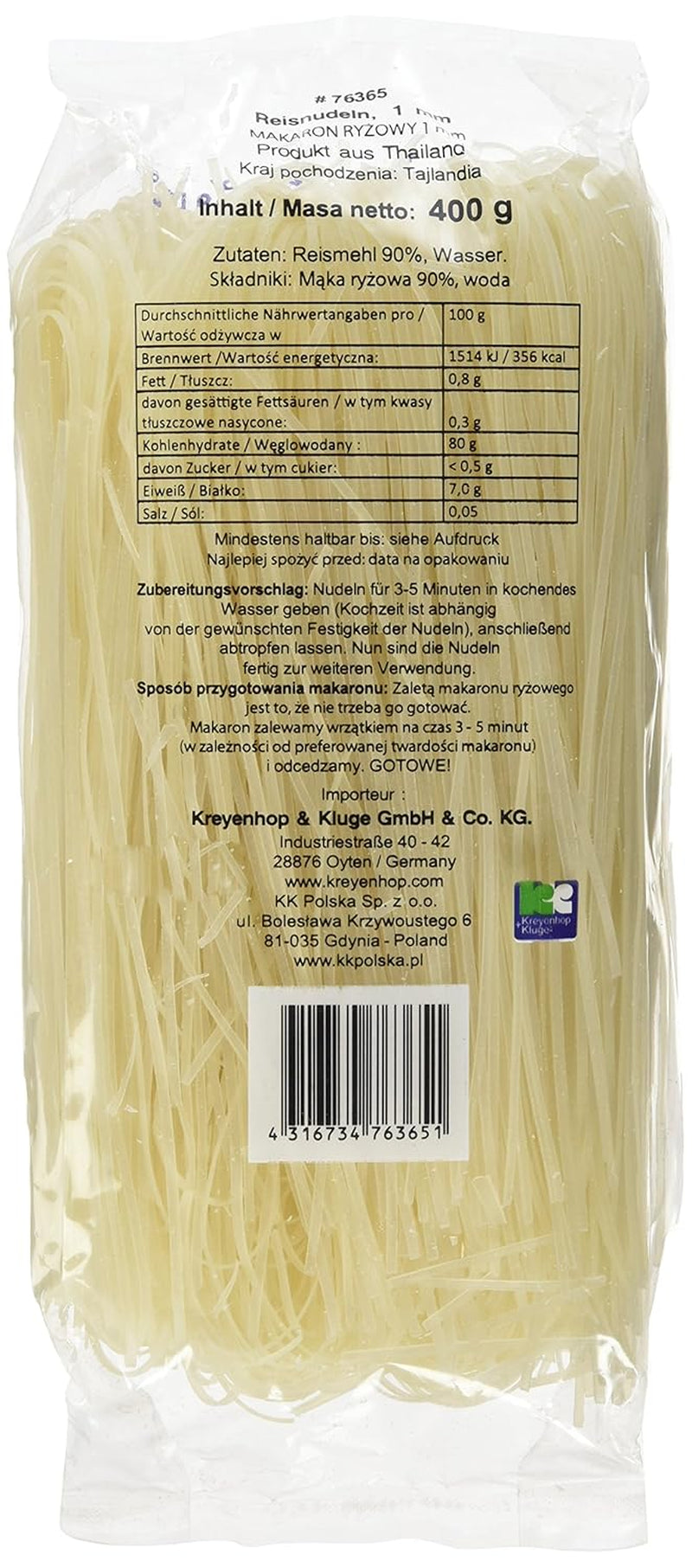 Rice Noodles - Thai, 1mm wide rice ribbon noodles, made from rice flour - 17 x 400g