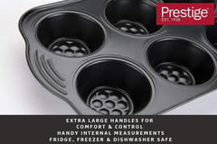 Prestige 48227 Aerolift Muffin Zinn, Carbon Steel, Schwarz Molds and baking trays Naty Shop