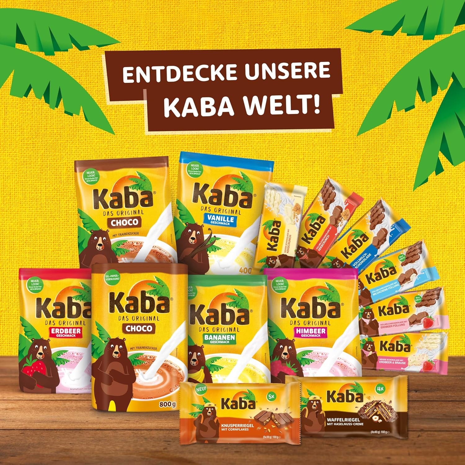 Kaba Neapolitan bars 40g, 4 crunchy bars filled with wafers and fine hazelnut cream, in a multipack with original Kaba flavor