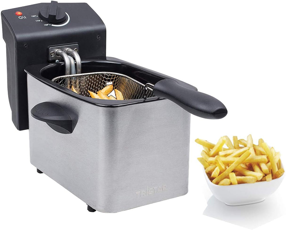 Tristar stainless steel fryer - With 2 liter capacity, cold zone function and adjustable thermostat up to 190°C, FR-6919, silver Appliances Naty Shop Default Title