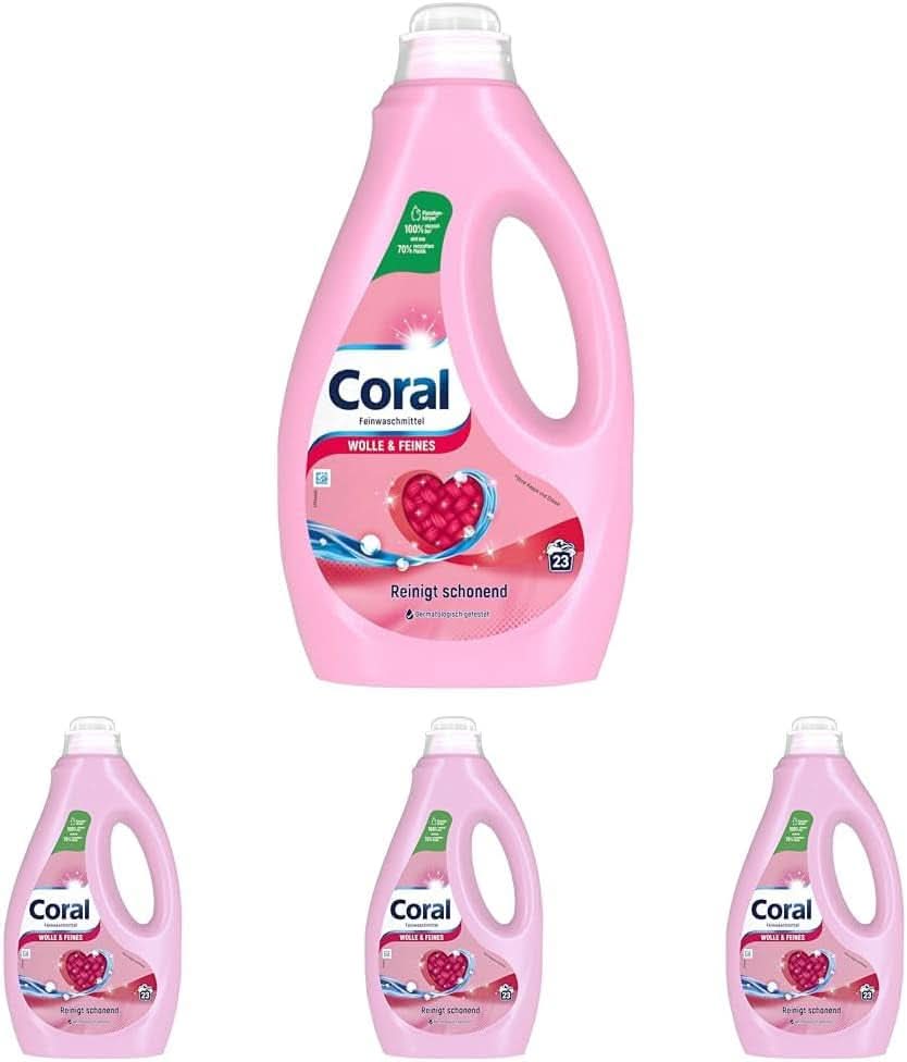 Coral delicate liquid detergent for wool and delicate laundry, 23 washes, 1.15 liters Laundry Detergents Naty Shop Set 4 x 1.15 liters