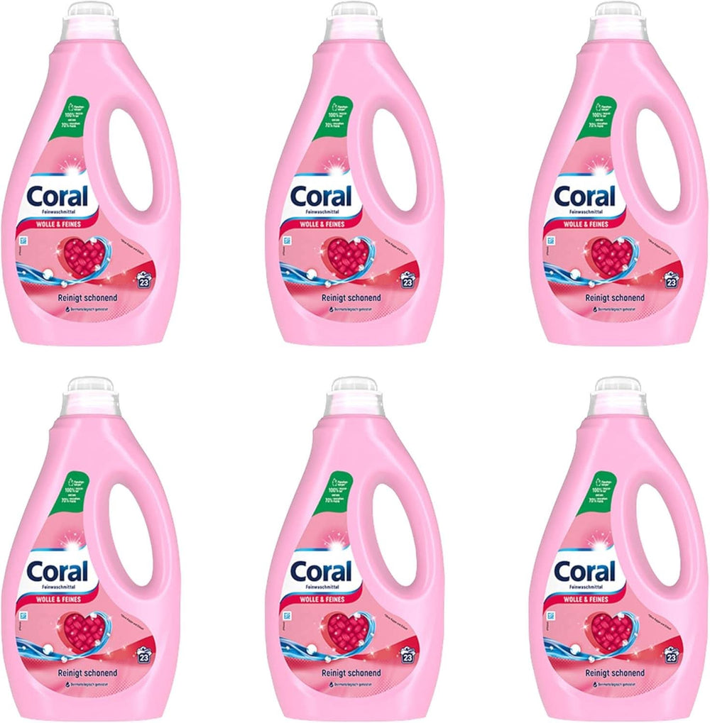Coral delicate liquid detergent for wool and delicate laundry, 23 washes, 1.15 liters Laundry Detergents Naty Shop Set 6 x 1.15 liters