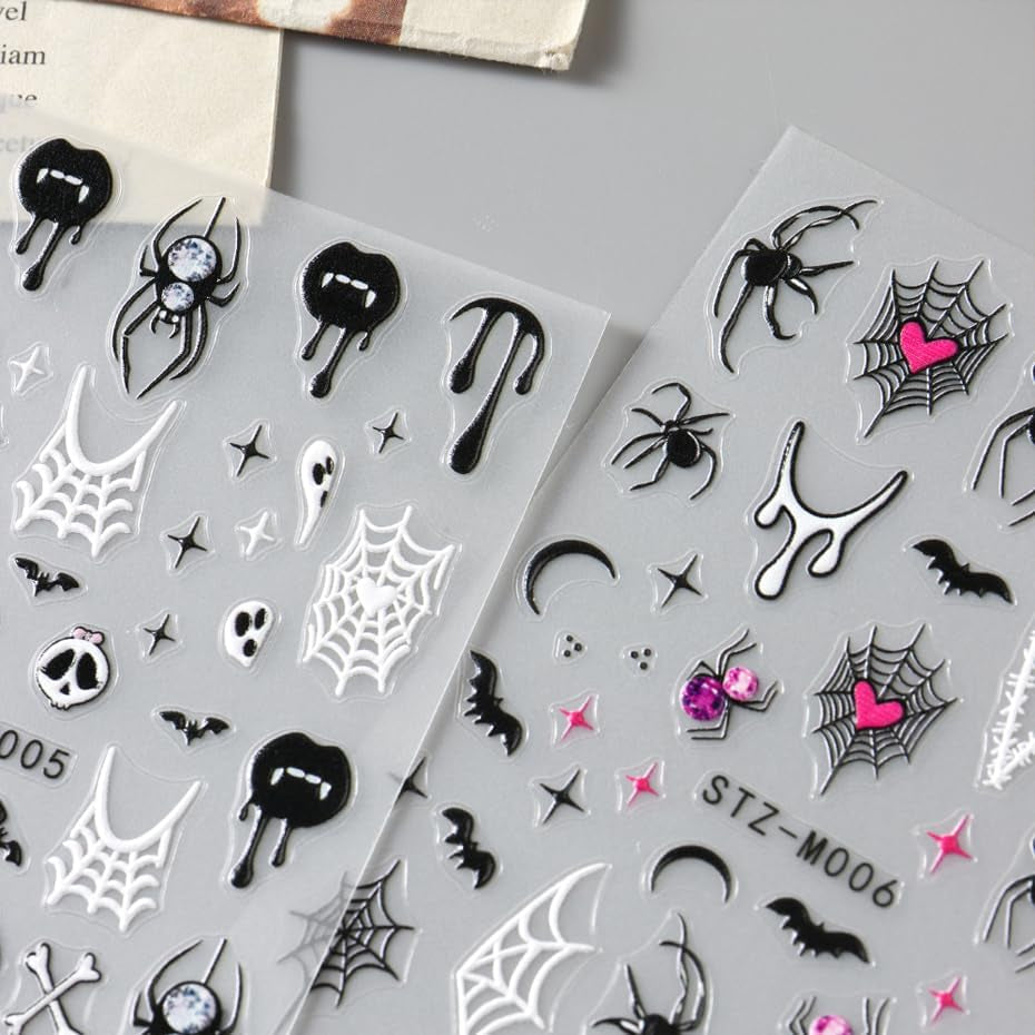 JMEOWIO Nagelsticker Halloween 6 Blatt Nail Art Sticker Selbstklebend Nagelaufkleber Dekoration Nageldesign Zubehör