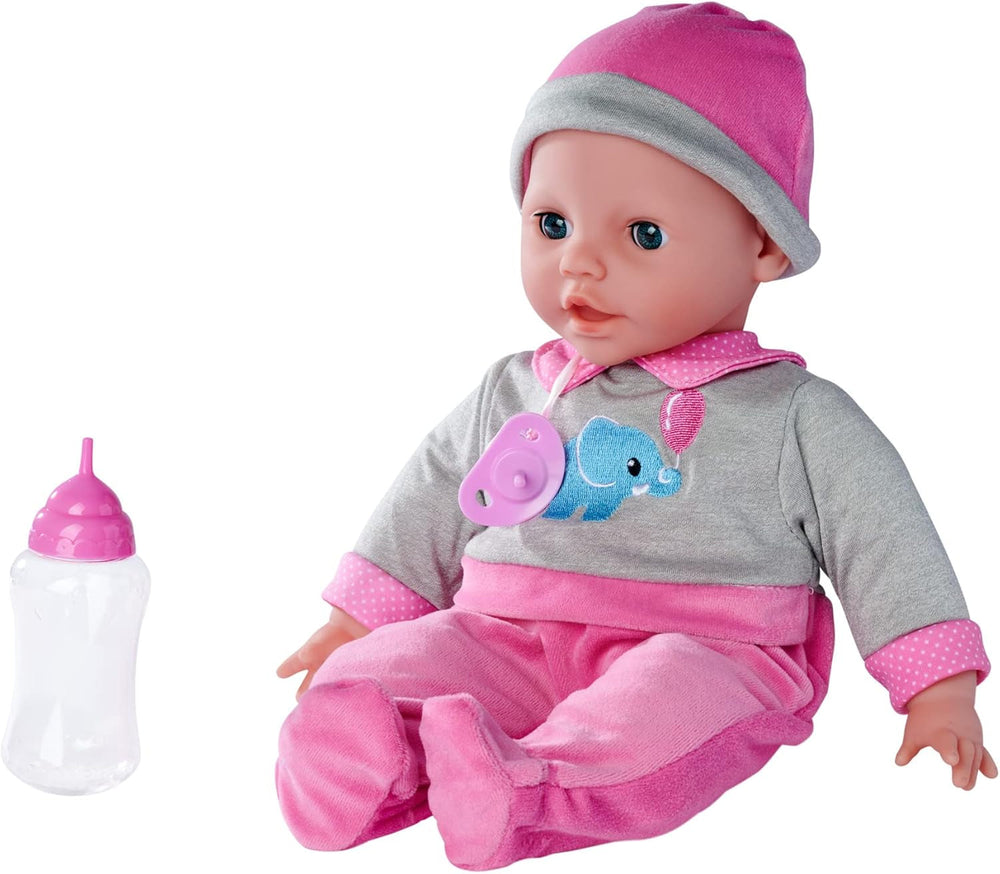 Simba 105140066 - Laura Interactiv, păpușă cu corp moale cu ochi adormiți, bolborosește când se mișcă, bea din biberon și doarme, 40cm, păpușă de la 2 ani Papusi Naty Shop