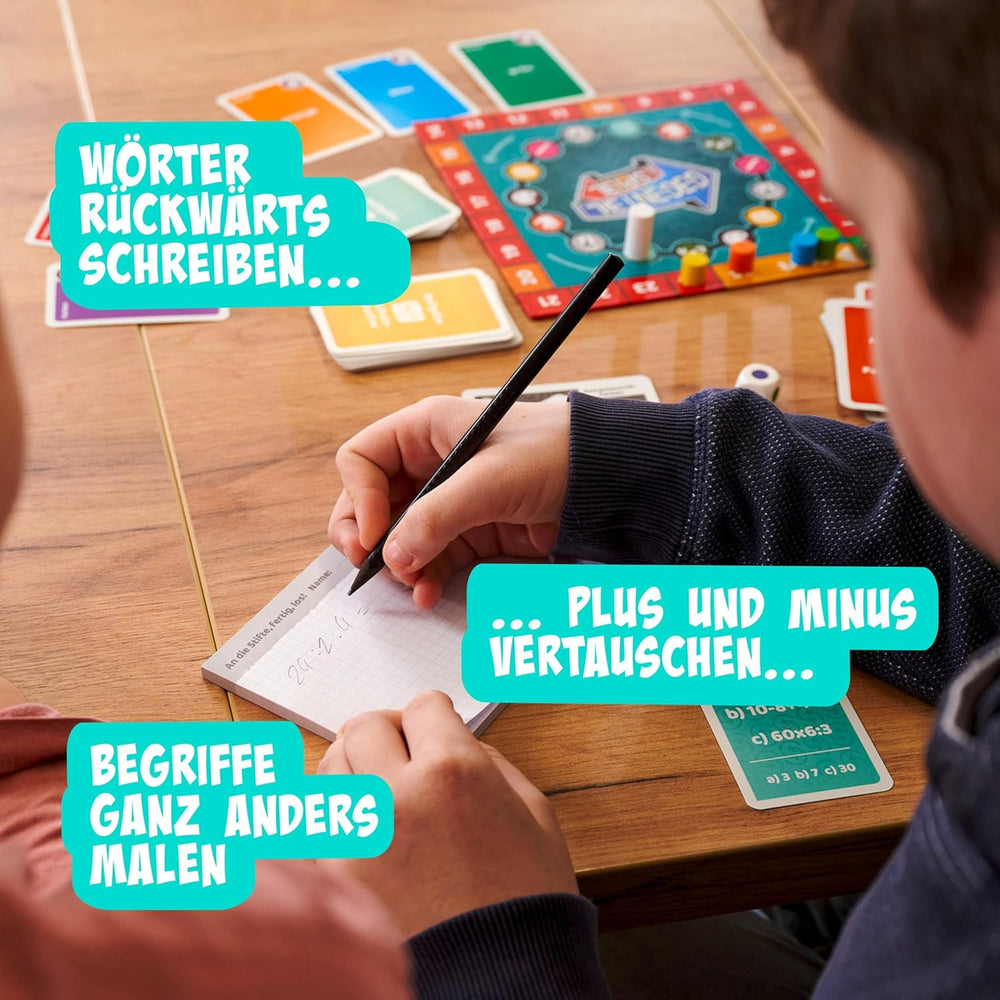 Noris 606062080 - Gegenteil Spiel (Brettspiel ab 10 Jahre) - kombinierbar mit dem Kartenspiel - verrücktes Konzentrationsspiel für Kinder und Erwachsene für 3-6 Spieler