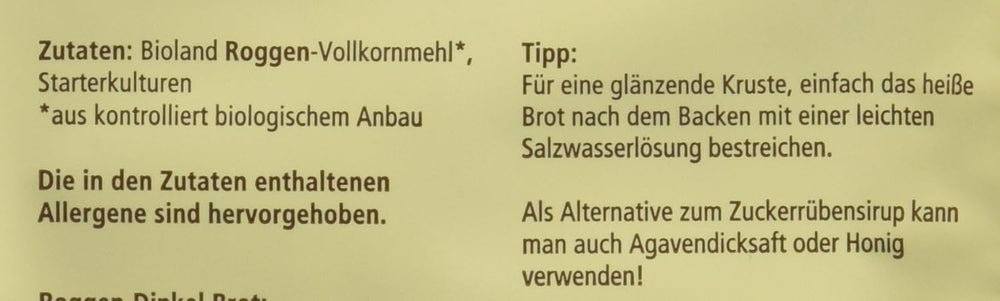 Lecker'S Bio Vollkorn Sauerteig (10 X 30 G) Mixture for baking and cooking Naty Shop