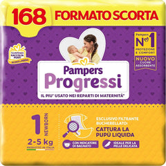 Pampers Progressi newborn, 168 diapers, Size 1 (2-5 Kg) Mother and Child Naty Shop