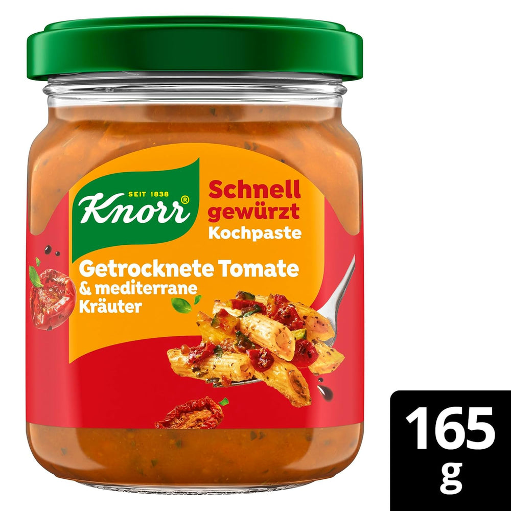 Knorr Schnell gewürzt Kochpaste Getrocknete Tomato & Mediterranean Kräuter einfach & schnell für einen besons intensiveen, geballten Gesmack 165 g
