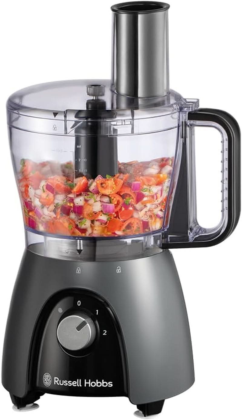 Russell Hobbs Food Processor [Blender/Vegetable Chopper/Table Blender/Chopper/Blender] Food Processor (Kneading, Mixing and Slicing), Matte Charcoal Kitchen Naty Shop