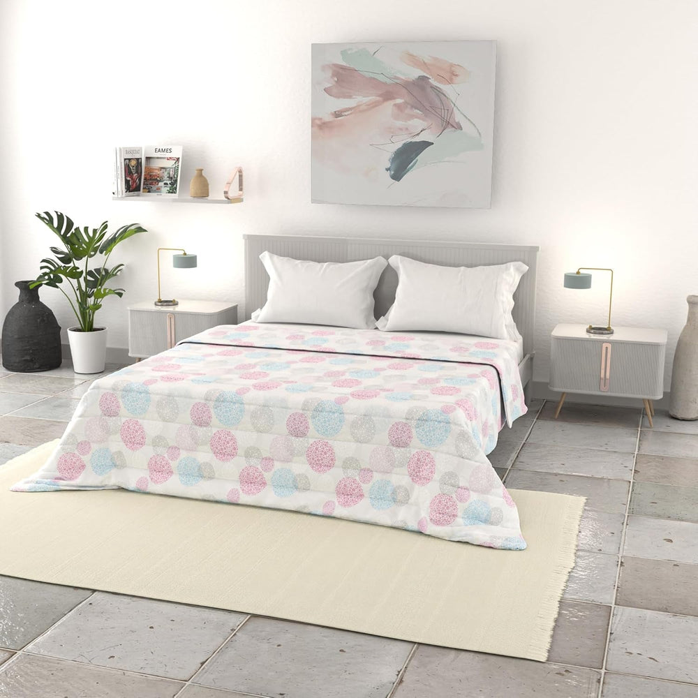 Italian bed linen basic summer quilt, printed microfibre, 250X240Cm, circle Bedspreads and quilts Naty Shop Molecule 250X240Cm