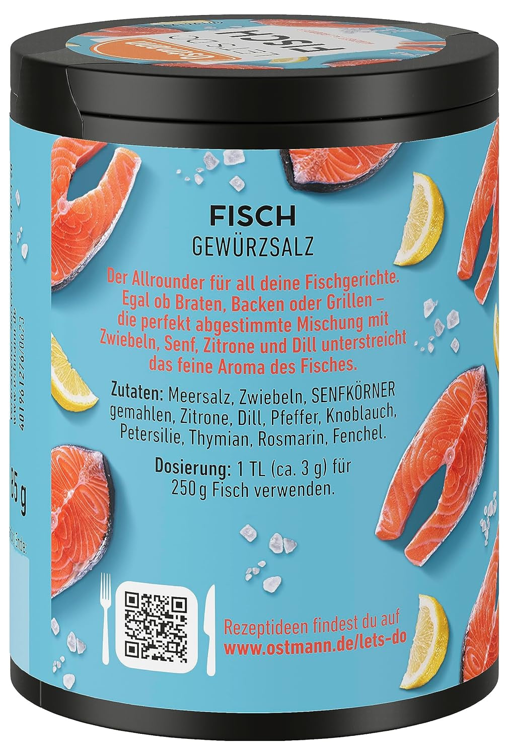 Ostmann Gewürze - Let's Do Fisch Allrounder | Gewürzsalz für Bratfisch, Flammlachs und Meeresfrüchte | Würziger Allrounder with Mustard, Lemon and Dill | 85 g in Metalldose recyclebar