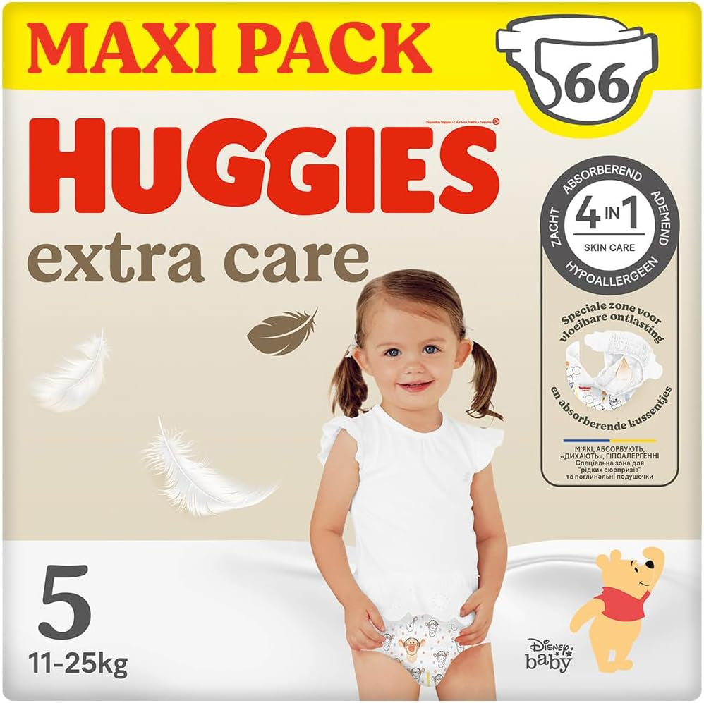 Huggies Extra Care Disney Baby Diapers, Size 5 (12-22kg), 2 Pack x 33 Diapers, 66 Diapers Total