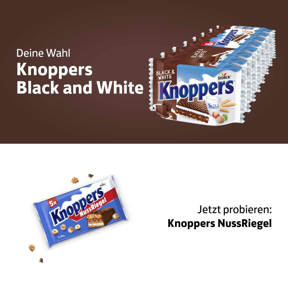 Black and White – 2 x 200g (2 x 8 pieces) – Wafer slices filled with dark cocoa wafers, pieces of black dough, milk and nougat cream
