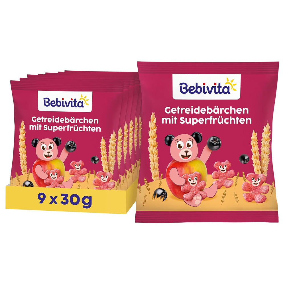 Cereal bears with superfruits (9 x 30g) – snacks for children from 1 year, sweetened only with fruit, ideal fun for the whole family