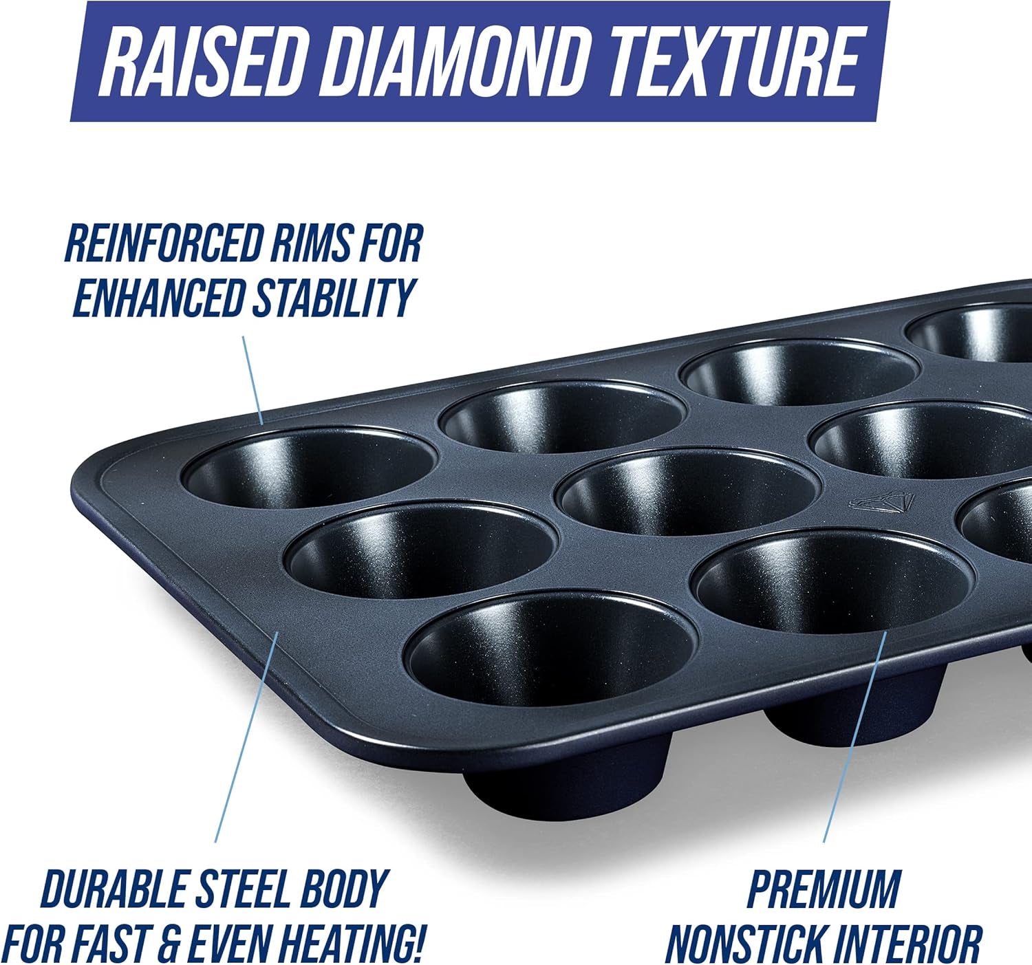 Blue Diamond Bakeware 12Er Muffinform Mit Antihaftbeschichtung, Blau Matrite si tavi pentru copt Naty Shop
