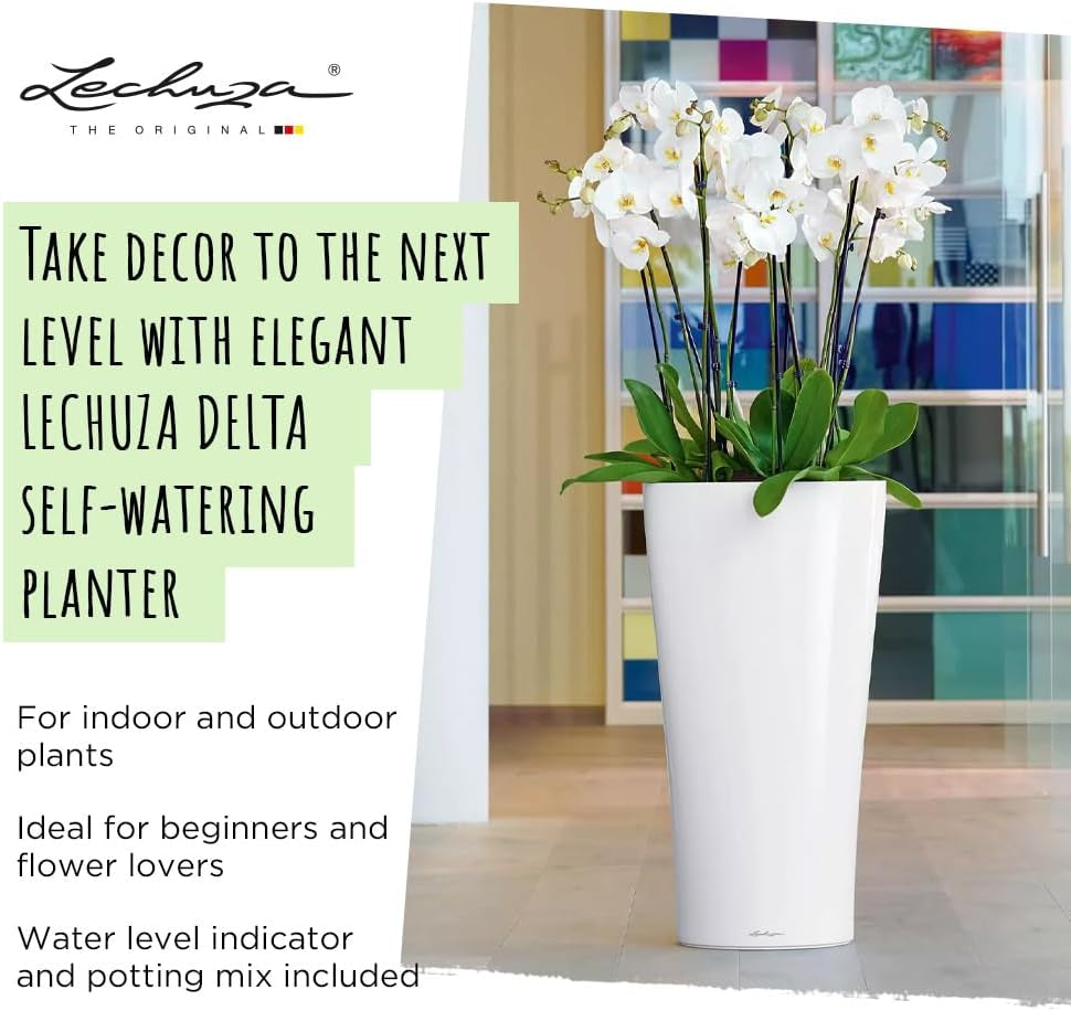 LECHUZA DELTA Premium 30 alb lucios 15500