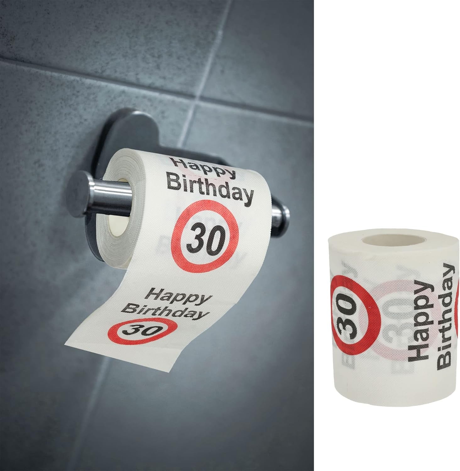 Set de 4 hârtii igienice "La mulți ani 40" │40th birthday 24 metri 2-țesături 180Gr/Qm │ Hârtie igienică motiv hârtie igienică (4 X hârtie igienică 40)