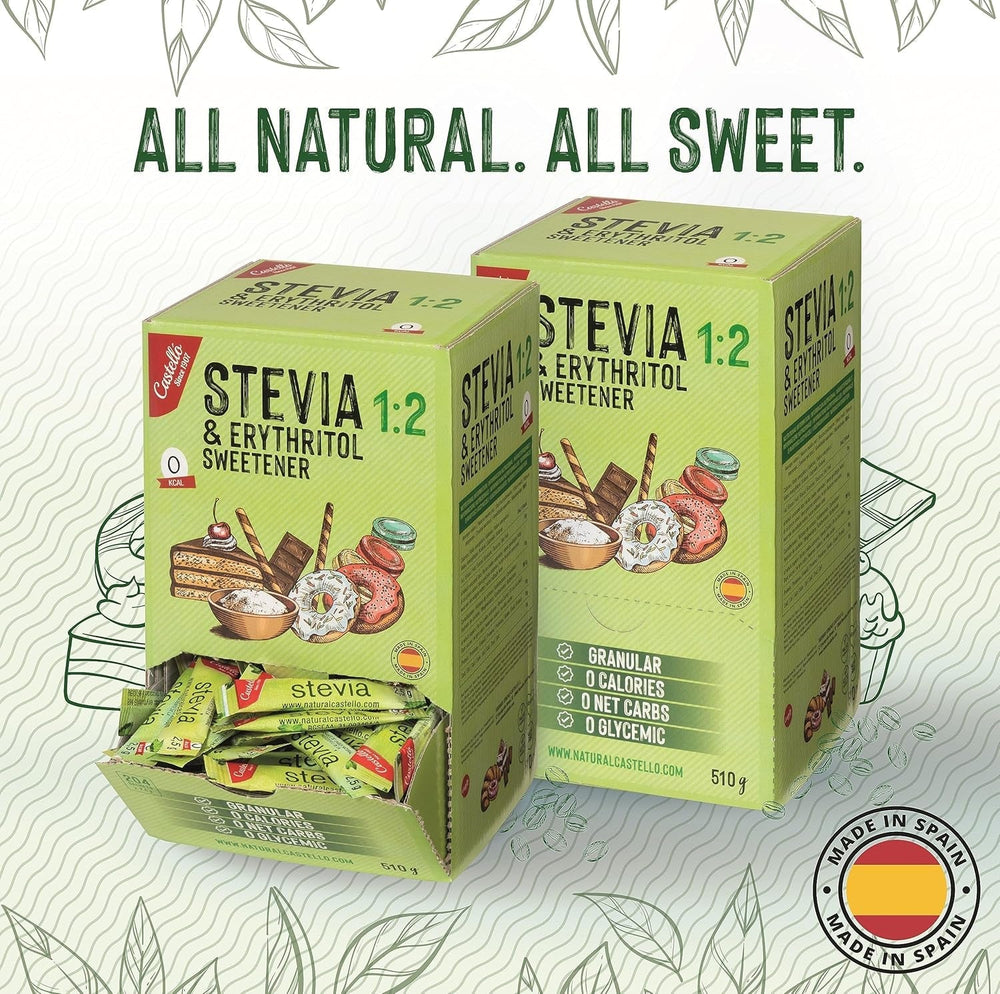 Stevia + Erythritol 1:2 Süßstoff | 204 Myth Bag 2.5 G | 100% Natürlicher Zuckerersatz - 0 Kalorien - 0 Glykämischer Index - Keto Und Paleo - 0 Kohlenhydrate - Kein GVO - Castello since 1907-510 G Sweeteners Naty Shop