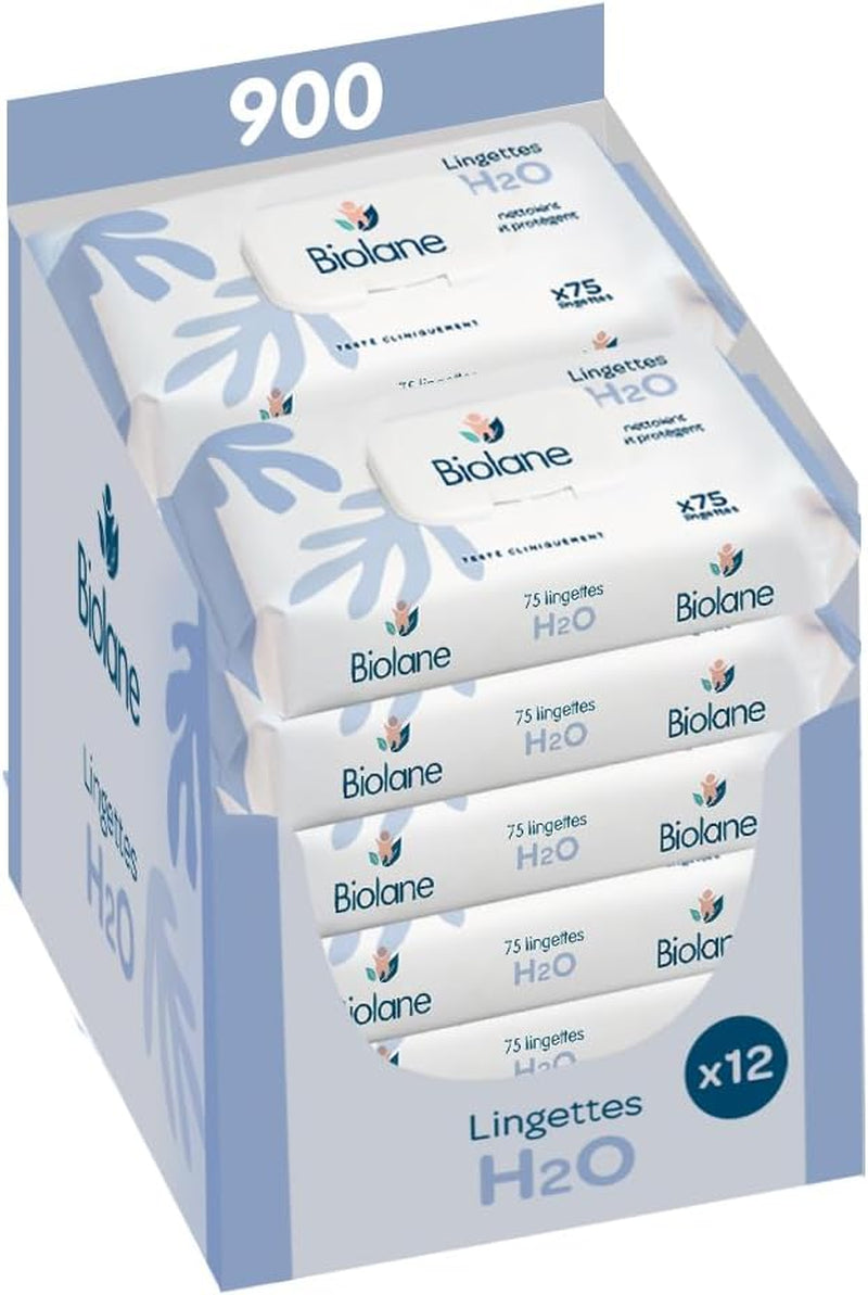 BIOLANE - Baby wet wipes with water - 225 wipes - 3 x 75 pieces - Gentle and effective cleaning - From birth - French quality