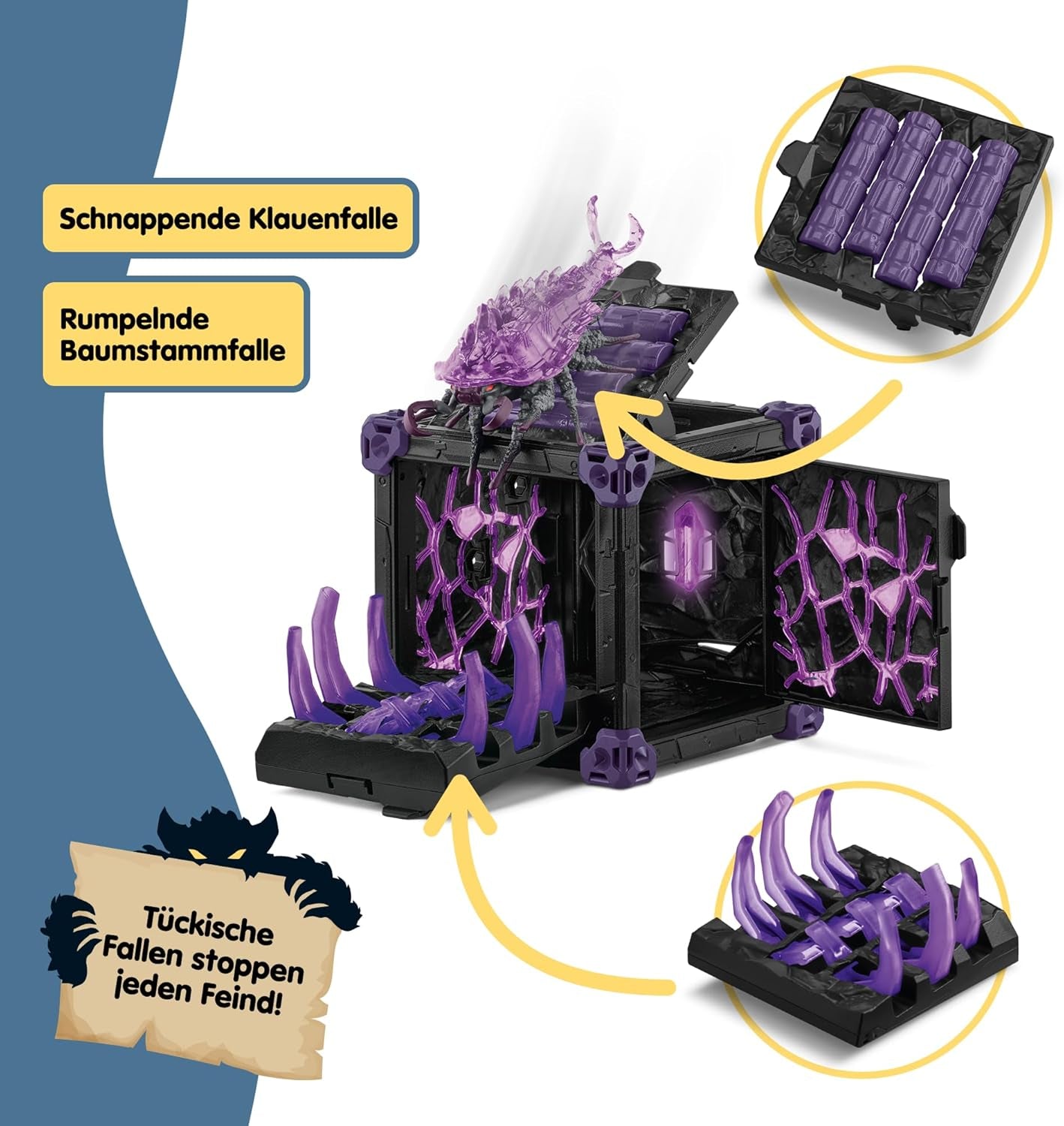 SCHLEICH ELDRADOR Creatures | Battle CAVE Schattenassel 42675 | Set aus ELDRADOR Battle Cave mit Monster und Schattenkristall | Battle Caves zur Arena stackable | Spielzeug ab 7 Jahren | 34 Teile