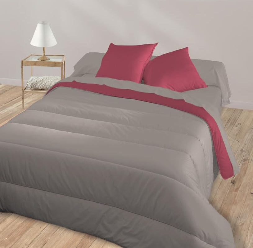 Bleu Câlin bicolor reversible quilt for 2 people, microfibre, burgundy/pepper, 220X240 cm Quilts and quilts Naty Shop