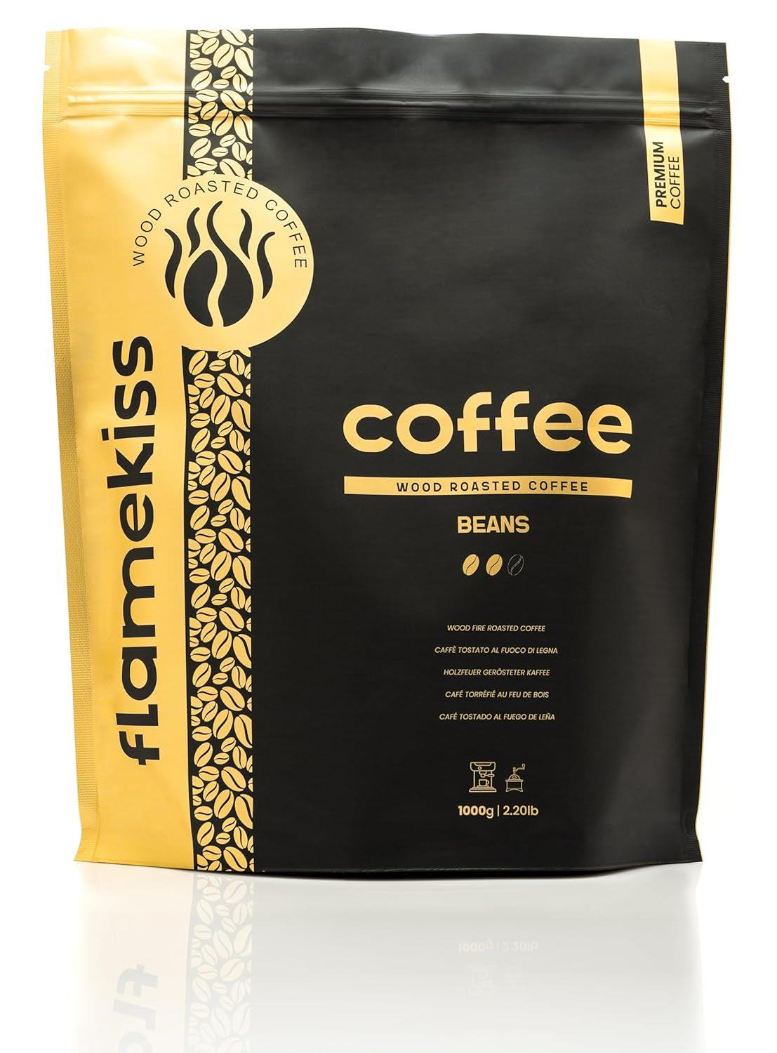 Boabe de cafea 1 kg – Boabe de espresso Arabica și Robusta de înaltă calitate, prăjite manual la foc de lemne, pentru o experiență bogată și aromatică a cafelei din boabe întregi