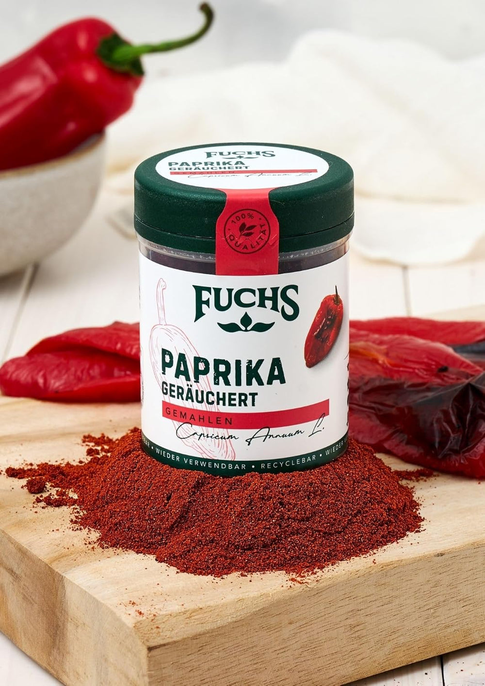 Fuchs Gewürze - Paprika geräuchert gemahlen - rauchiger Gesmack für BBQ, Gulasch oder Tofu - natural Ingredients - 60 g in wiederverwendbarer, recyclebarer Dose