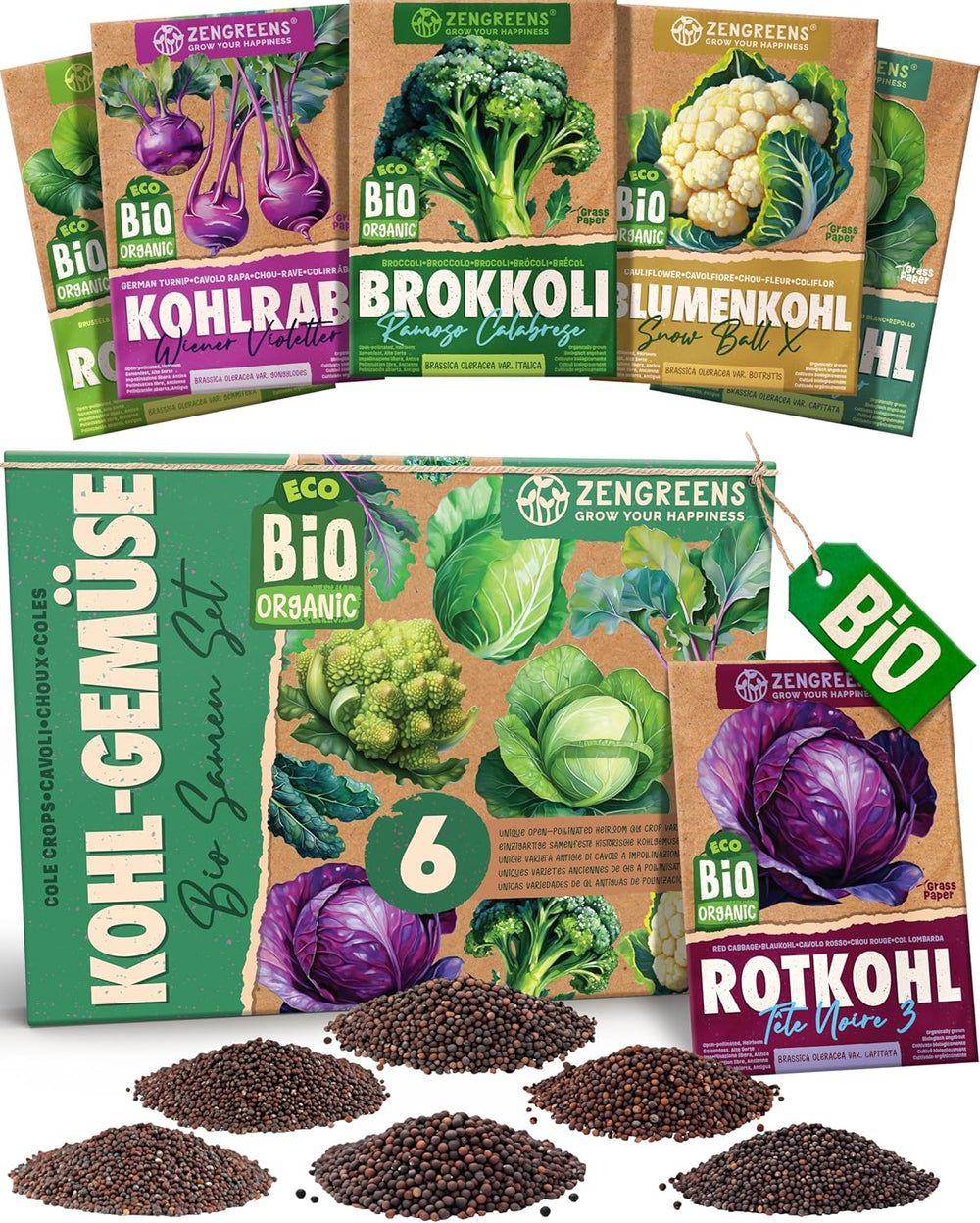 Organic Basil Seeds in a Set of 6 - 6 Basil Seeds for Easy Growing in the Garden, Balcony or Raised Bed - Plant Seeds - Seedlings