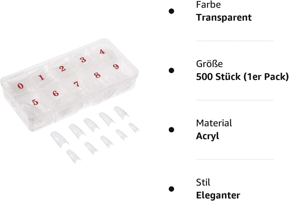 500 buc unghii false artificiale acrilice franceze naturale, sfaturi de artă cu cutie pentru femei și fete