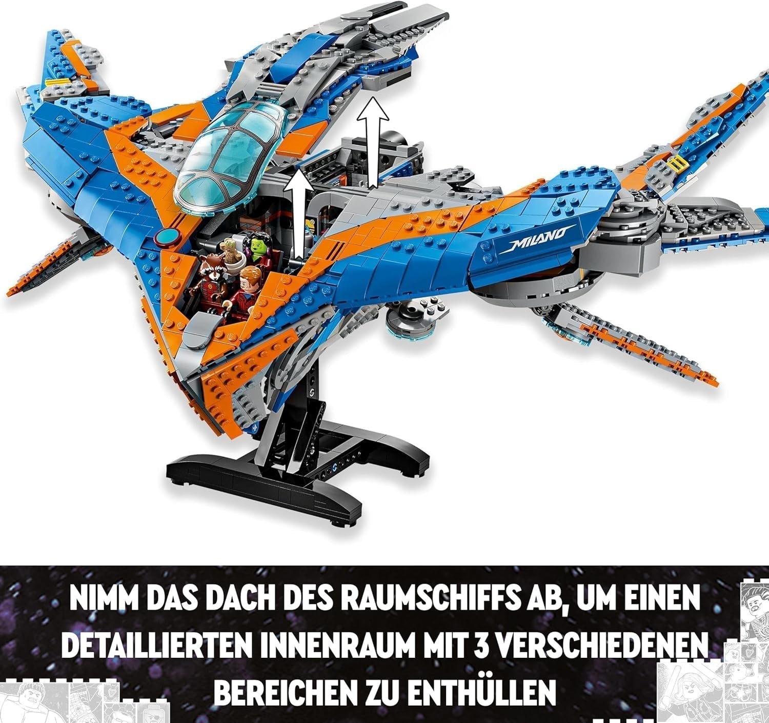 LEGO Marvel Guardians of the Galaxy: The Milano Building Spaceship Model with 4 Superhero Minifigures Avengers Flyer for Space Adventures Gift for Boys and Girls 76286 Building Sets Beuche den LEGO-Store