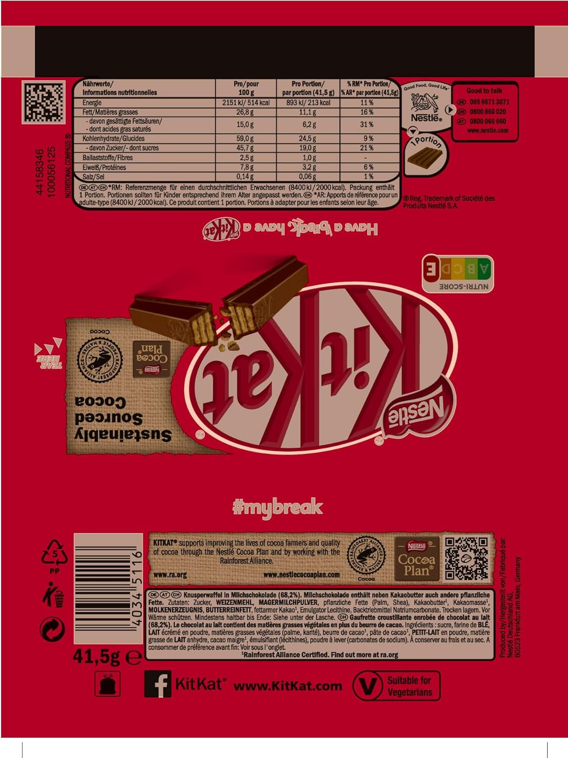 Nestlé Classic Chocolate Bars, Milk Chocolate Crunchy Wafer Bars, Pack of 48 (24 x 41.5g)