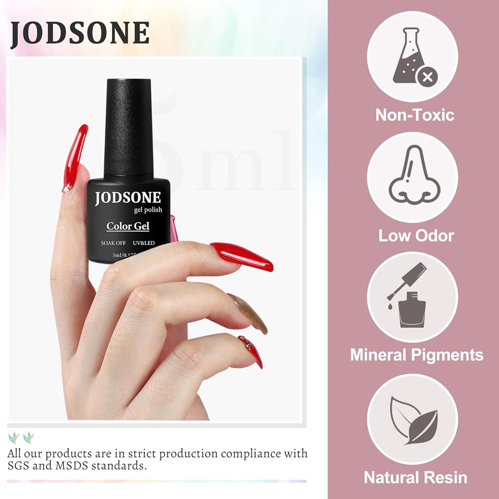 JODSONE 36-Teiliges Gel-Nagellack-Set, 32 Farben, Gel-Nagellack-Set, Basislack, Glänzend, Matt Und Glitzernder Decklack, Nagellack-Set, Grün, Blau, Rot, Rosa, Kollektion, Geschenke Für Frauen