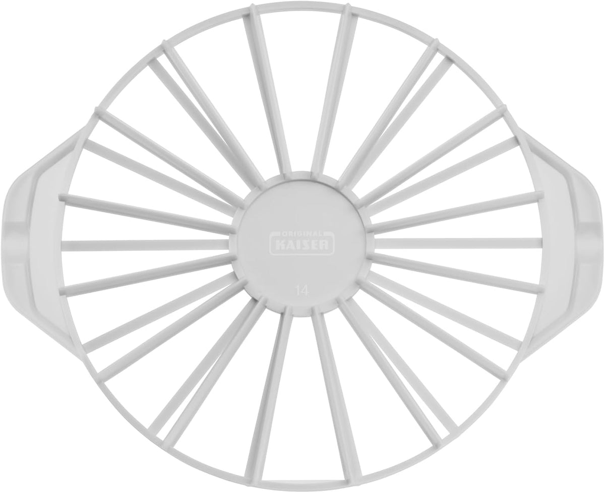 Separator de tort Kaiser Classic original, plastic, 31,5 cm, separator de tort pentru 14 sau 16 felii egale, separator de tort cu două fețe, alb