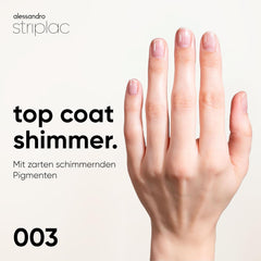 alessandro Striplac UV Top Coat Shimmer - Bright, scratch-resistant nails up to 15 days - Can be used with or without dye - Gentle removal technology - Vegan - Silver, Transparent, 6.5 ml