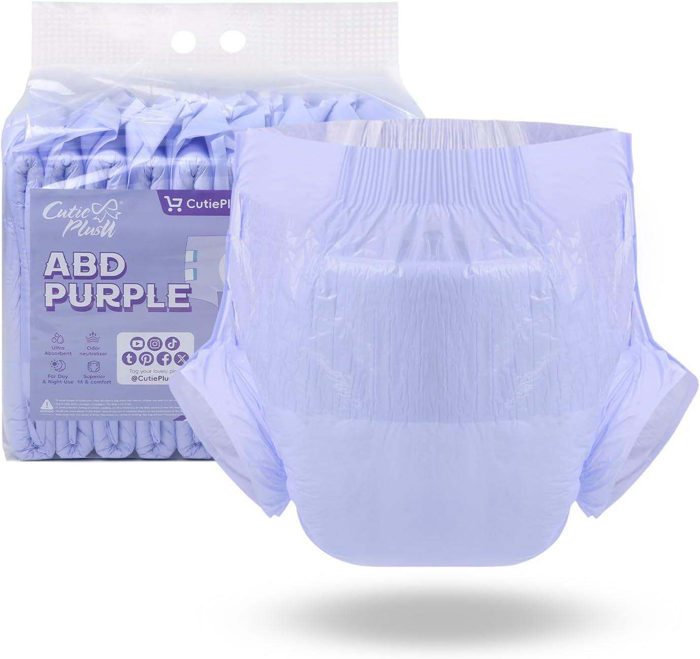 CutiePlusU Adult Diapers, 10 Pack Disposable Incontinence Panties with Loops for Women and Men, Maximum Absorbency Overnight - White (Medium Size 71-96cm)