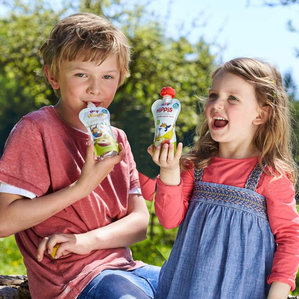 Hipp Super-Hippis squeeze bags, pomegranate acerola in apple-raspberry, 100% organic fruit without added sugar, 6 bags of 100 g Mother and Child Naty Shop