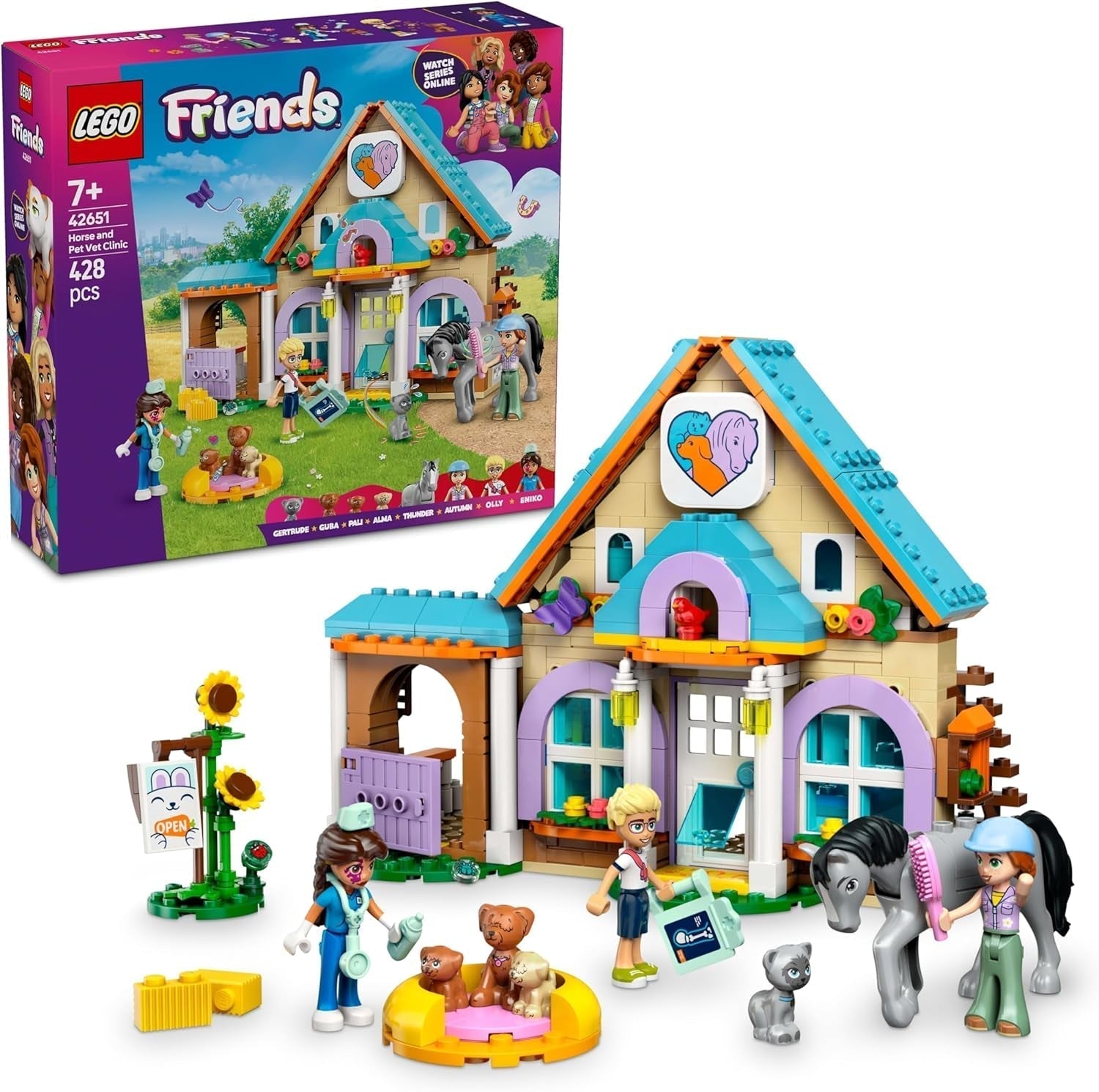 LEGO Friends Veterinary Cabinet for Horses and Pets, Building and Play Set for Imaginative Role Play with 3 Minifigures and 5 Animal Figures, Gift Idea for Girls 7 Years Old 42651 Building Sets Besuche den LEGO-Store Default Title