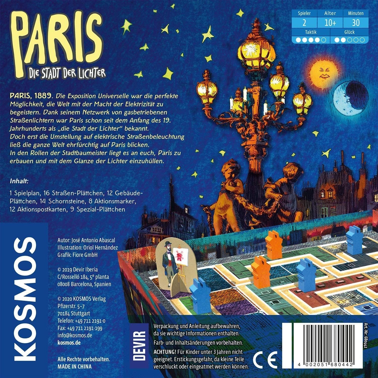 KOSMOS 680442 Paris - City of Lights Duel for the best construction sites 2-player strategy game with simple rules 2-player game 10 years and up