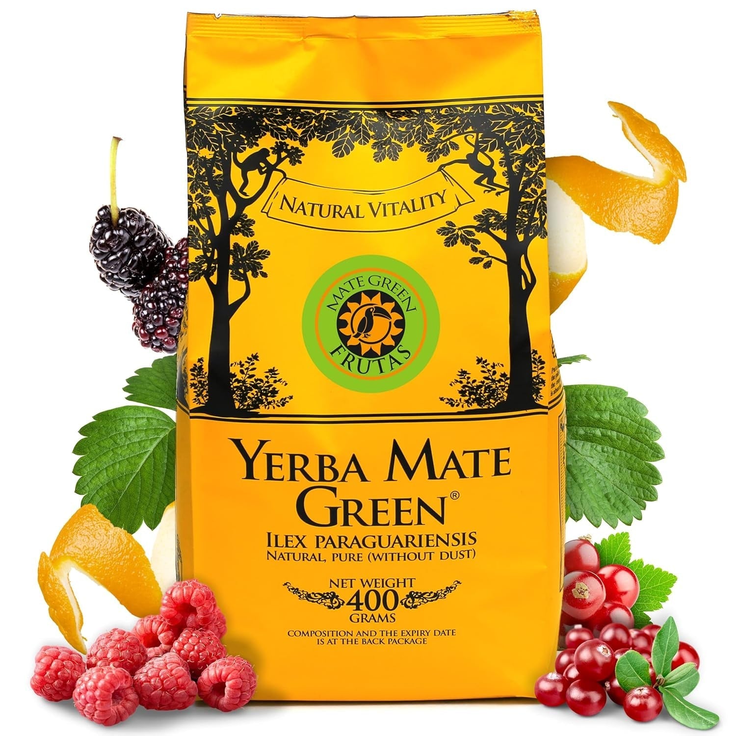 , Ceai Mate „Absint” 400 G Cu mentă, fructe de fenicul, iarbă de pelin | Ceai Mate brazilian de cea mai înaltă calitate, 1 bucată (pachet de 1)